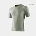 Men's compression workout t-shirt in light green with breathable honeycomb texture - M / Light Green