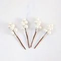 Set of four artificial white berry branches for Christmas decor on marble background - Pearlescent White Berry 6-Fruit Branch