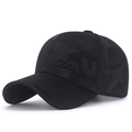 Schwarze Camouflage Baseballkappe mit 3D Classic Stickerei und gebogenem Schirm - Verstellbar / Schwarz