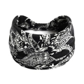 Elastisches Baumwoll-Stirnband mit Paisley-Muster und schwarz-weißem Boho-Knoten - Schwarz Weiß Paisley Wirbel (#139)
