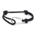 Minimalist RPET rope bracelet with black braided cord and silver carabiner clip - Black
