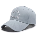 Light blue cotton baseball cap featuring white X-X smiley face embroidery in a variant style - Adjustable / Haze Blue