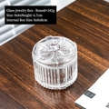 European style crystal glass jewelry jar with bow lid and ribbed texture detail - Round Bowknot Jewelry Box