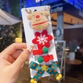 Christmas hair clips set with reindeer, plush stars and bows for girls holiday styling - Deer Head Style