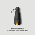 Obsidian black 6-rib mini portable sun umbrella with UPF50+ sun protection, 18cm long - Without Box / 6 Ribs / Black