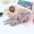 Matte bean paste purple double flower hair clip with vintage frosted finish - Purple Pink