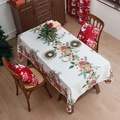 Festive Christmas tablecloth featuring red and green holiday prints on white fabric base - 140*100cm / Christmas Bell House