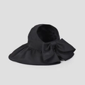 Detail of a large decorative bow on a black sun hat with UV protection fabric - Black