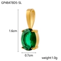 Gold plated stainless steel pendant with oval green gemstone and size dimensions - GP48478D5-SL / Emerald Green