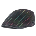 Berretto classico in denim nero con strisce neon multicolori e fibbia in metallo - Nero / Strisce Multicolore