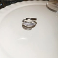 Elegant silver triple-layer spiral ring with sparkling zircons and adjustable opening - 2# Ring - Silver - Snake