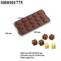 Silicone chocolate mold with 15 cavities, overall size 205x105mm for DIY baking cake decor - Magic Ball Chocolate