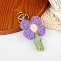 Portachiavi a fiore all'uncinetto fatto a mano con petali viola e centro giallo - Stile Girasole Viola (款式一) / 15*4