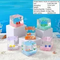 Sablier liquide en acrylique cube avec modèles de fruits et paillettes sur fond de plage - Fruits d'Été