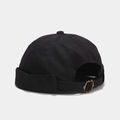 Close-up of black Miki hat featuring durable canvas texture and antique bronze metal buckle - Adjustable / Black