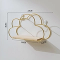 Cloud shaped gold metal wall shelf with wooden base, size 23x15x9.5cm dimensions - 23x15x9.5cm / Medium Cloud Shelf - Gold