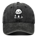 Casquette de baseball en coton délavé gris foncé avec broderie panda détaillée à l'avant - Noir