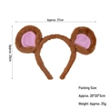 Brown plush mouse ears headband with pink inner fabric for cosplay and party wear - Brown Plush Mouse Ears