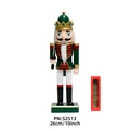 Casse-noisette traditionnel de 26 cm en bois vert avec couronne dorée et épée - S2513 Corps Vert Pieds Blancs Soldat à l'Épée / 25cm
