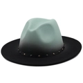 Detail of wool fedora hat with green gradient finish and studded leather band - M / Mint Green-Black Gradient (05)