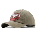 Berretto da baseball vintage in cotone lavato con ricamo Player 75 in kaki - Regolabile / Cachi Lavato