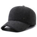 Berretto da baseball in lana grigio scuro da uomo con trama diagonale e scudo in metallo - Regolabile / Grigio Con Logo a Scudo