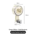 Cremeweißer Vakuum-Saugnapf-Haken mit goldener Schleife und silbernem Metallbügel - Goldene Schleife / Milchweiß