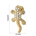 Gold lizard stud earring with crystals, stainless steel jewelry size 15.6mm x 8.1mm - #14-Lizard