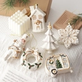6-piece set of white and gold Christmas ornaments including nutcracker and house - Set of 6 White & Gold