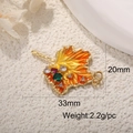 Golden maple leaf pendant with orange enamel and colorful crystals, size 20x33mm - Gold Maple Leaf