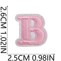 Mini pink embroidered letter B patch with white felt backing for clothing decor - B (Pink)