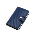 Slim navy blue carbon fiber wallet with RFID protection and automatic pop-up card mechanism - Carbon Fiber Texture / Blue