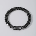 Poliertes schwarzes Edelstahl-Panzerarmband mit sicherem Verschluss für Herren - Armband 21.5cm / Schwarz