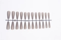 Detail view of long matte gray-purple ballet style press-on nails set on a white background - Gray Purple-Glossy(CBL-39)