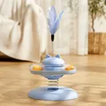 Gioco interattivo blu per gatti con piuma a molla e pista per palline su pavimento - Blu
