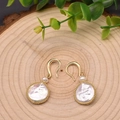 Baroque pearl drop earrings with gold plated hooks and iridescent natural coins - Flat Baroque Pearl Drop Earrings