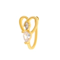 Golden heart-shaped non-pierced nose clip with marquise and teardrop zircon accents - Heart Style (WG-1266) / Gold