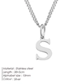Minimalist stainless steel silver necklace with letter S alphabet pendant for women - Letter Style(S) (CDNP014) / Silver