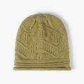 Gorro de punto verde oliva para mujer con tejido texturizado y diseño de borde enrollado - Verde Hierba (24B030)