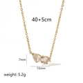 Gold stainless steel teardrop necklace with dual pear-shaped zirconia crystals - Double Teardrop Clear Zirconia Style (TN3425) / 18K Gold
