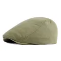 Olive green knitted flat cap for men and women featuring premium stitched texture - Adjustable / Fruit Green