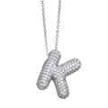 Silver letter K pendant necklace with sparkling cubic zirconia on a dainty chain - Letter K / Silver