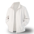 Men's minimalist off-white casual jacket with stand collar and ribbed cuffs in a clean style - Off White