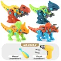 Kids dinosaur construction set with 4 colorful toys and a yellow electric power drill - Color Box Disassembled Dinosaur (NO.2002-2) / Multicolor Set