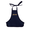 Delantal azul marino para perro con bordado picnic y correa de protección - M / Negro Tinta
