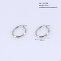 Orecchini a cerchio minimalisti in acciaio inox argento 23mm con chiusura a cerniera - Color Acciaio (Liscio)