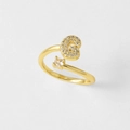 18K vergulde open ring met micro-geplaveide zirkoon letter G en een enkele steen - Letter G