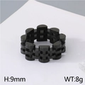 Anillo de cadena de acero inoxidable negro mate estilo correa de reloj, ancho de 9 mm - US 7 / Negro
