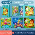 Level 4 magnetic animal puzzle book for toddlers featuring 20, 25, and 30 piece sets - Level 4 Story [3-in-1 Magnetic Book] 4Y+