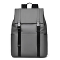 Mochila gris minimalista para portátil resistente al agua con hebillas negras - Gris